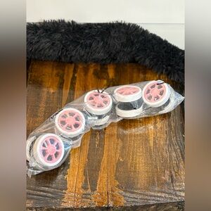 Chair Caster Wheels Pink White Set of 5 Universal Fit New in Package